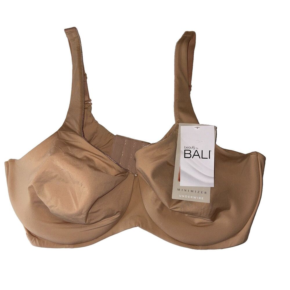 Bali Bra 42D Minimizer Bra Underwire Beige 2-ply Cups Wide Back NEW WITH TAGS